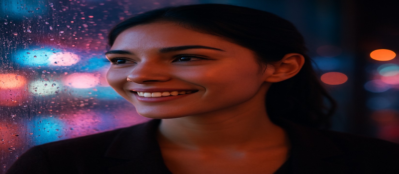 একটি মেয়ে হাসছে, qqgg প্ল্যাটফর্মে উজ্জ্বল আলোয় একটি আরকেড গেমের পাশে বসে আছে